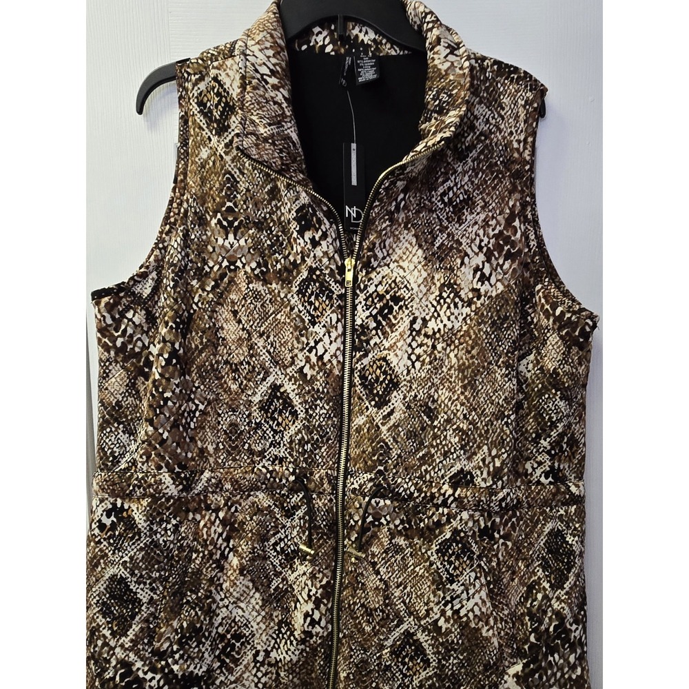 New Directions Women's Vest‎ Brown & Black Snakeskin/Leopard Print Size 1X